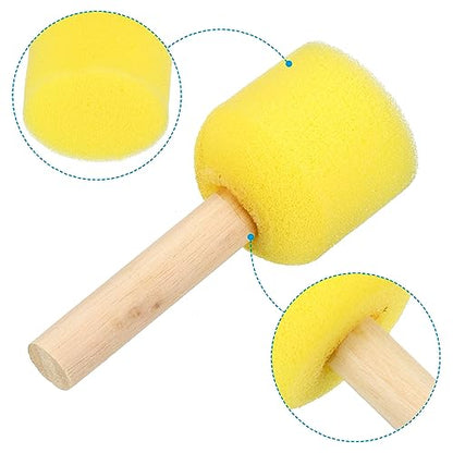 PATIKIL 1.5" Paint Sponges, 40 Pack Round Foam Brush With Wooden Handle for Crafts Arts, Yellow - size: 1 Count (Pack of 40)