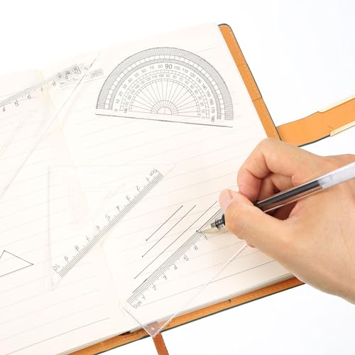 Zonon 10 Pcs Plastic Drawing Template Ruler Geometric Drawing 12 Inch Triangular Aluminum Architect Scale Measuring Templates Building Geometric Kit Plastic Ruler for Drafting (Classic,Clear) - color: Clear, style: Classic