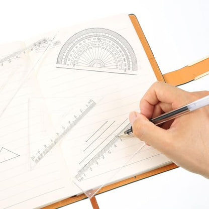 Zonon 10 Pcs Plastic Drawing Template Ruler Geometric Drawing 12 Inch Triangular Aluminum Architect Scale Measuring Templates Building Geometric Kit Plastic Ruler for Drafting (Classic,Clear) - color: Clear, style: Classic