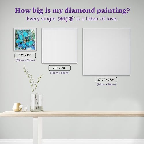 DIAMOND ART CLUB Shimmering Succulents Diamond Art Kits for Adults | Premium Diamond Painting Kit, Fun DIY Crafts for Adults, Round Diamond Art Canvas, 13" x 13" (33 x 33 cm) - color: Shimmering Succulents