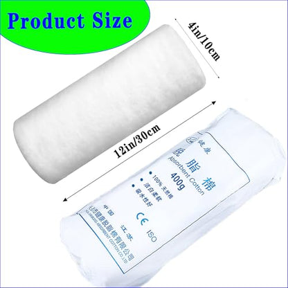 400g White Pure Cotton Roll, Absorb Well, Super Soft,Multipurpose for Makeup Removal,Wound Care，Applying Lotion or Powder,Nail Polish, Beauty Baby Care Pure Cotton Rolls，for Everyday Household Use