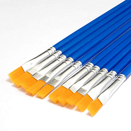 50 Pcs Flat Paint Brushes Value Pack, Synthetic Hair, Short Plastic Handle | Durability, Cleaning Ease for Painting with Acrylic, Oil, Watercolor, Gouache & Enamel for Beginners, Students & Teachers