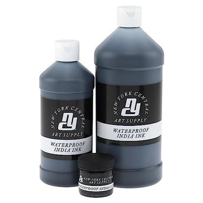 New York Central® India Ink 1oz Bottle - Make an Impact with Matte Black India Ink, Perfect for Artists, Calligraphy, Illustrations, & More - size: 1 Fl Oz