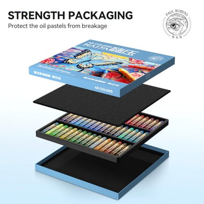 Paul Rubens Oil Pastels, 48 Vibrant Colors Soft Oil Pastels | Creamy & Easy to Blend Oil Pastels for Artists & Beginners. Ideal for Drawing, Sketching and Painting - style: 48 Basic Colors