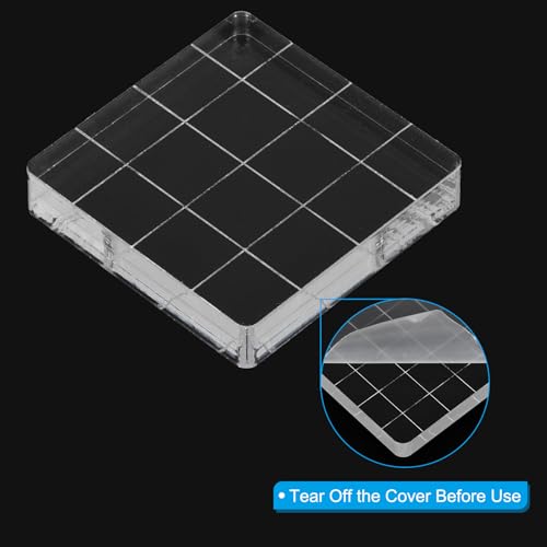 PATIKIL Acrylic Stamp Block, 15 Pack Stamping Block Square Shape with Grid Lines Decorative Mounting Blocks Set for Scrapbooking DIY Crafts Card Making, 1.50" x 1.50" - size: 1.50" x 1.50"