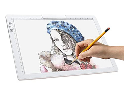 YINGWOND Rechargeable A4 LED Light Pad w/Built-in Riser Stands, 6 Levels of Brightness, Type-c Charging Port, Evenly Illuminated Light Box for Tracing, and Diamond Painting- (White) - style: Rechargeable-A4 White