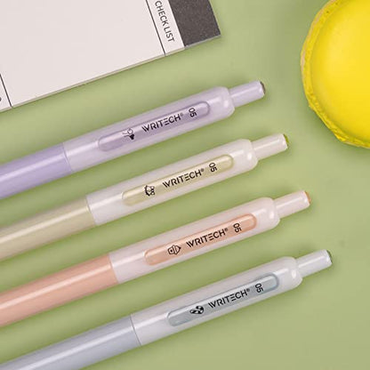 WRITECH Gel Pens Fine Point: 0.5mm Black Silent Click Needle Tip 8ct - color: Black-8ct