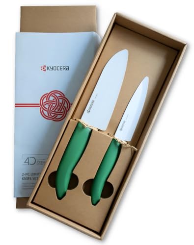 Kyocera Commemorative Ceramic 2-Piece Knife Set - Botanical Green 5.5" Santoku & 4.5" Utility - color: Limited Edition Botanical Green