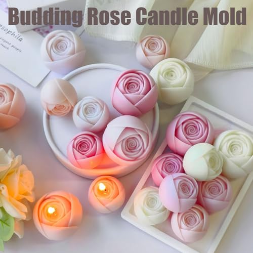 Rose Candle Mold, Set of 2 Size Budding Rose Making Molds - color: clear