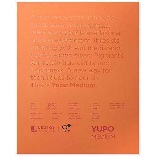 Legion Yupo Polypropylene Pad, 11 X 14 inches, Medium 74lb., 10 Sheets (L21-YUP197WH1114)