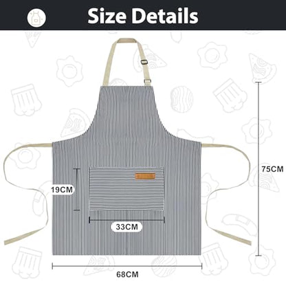 VALOME 2 Pack Kitchen Aprons with Pockets, Cooking Chef Apron for Men Women | Adjustable Neck Strap, Unisex Bib Soft Aprons, Cotton-Blend, for Grilling Cooking Gardening Baking - color: Pink & Blue