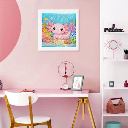 Arttoplus Axolotl Diamond Art Painting Kits for Kids with Frame 7x7 inch - color: CC1071-US