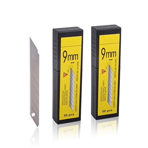 FOSHIO 30 Degree Snap Off Universal Art Knife Replacement Blades, High Hardness Carbon Steel Material, Auto Vinyl Wrap Office Cutter Craft Knife Sharp Blades, Pack of 100 - color: Black - 30 Degree Blades