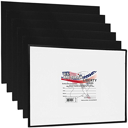 U.S. Art Supply 8 X 10 Inch Black Art Canvas Board Panels 6 Pack - 8 Ounce Heavyweight Cotton Acid Free Canvases for Painting Acrylics and Watercolor (1 Case of 6 Single Canvas Painting Panels) - size: 8" x 10"