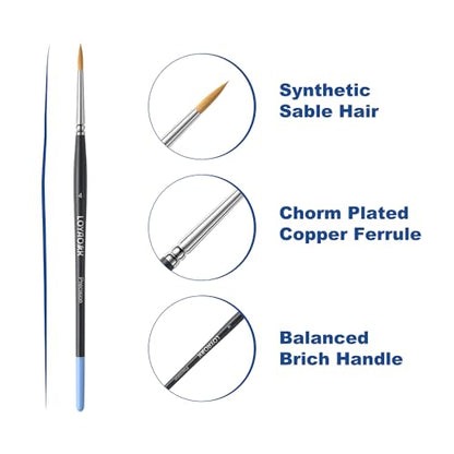 Detail Paint Brushes 10pcs Synthetic Sable Miniature Paint Brushes & Art Painting - Acrylic, Watercolor, Oil & Paint by Numbers, Models, Figurine, Craft, Face, Nail - size: 10pcs