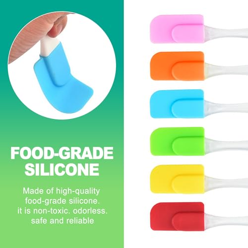 slaixiu 6PCS Heat Resistant Silicone Spatulas - Non-Stick Mini Kitchen Tools for Baking, Cooking, Mixing & Jar Scraping, Durable & Flexible