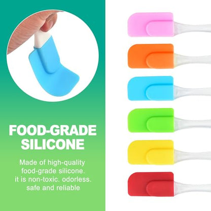 slaixiu 6PCS Heat Resistant Silicone Spatulas - Non-Stick Mini Kitchen Tools for Baking, Cooking, Mixing & Jar Scraping, Durable & Flexible