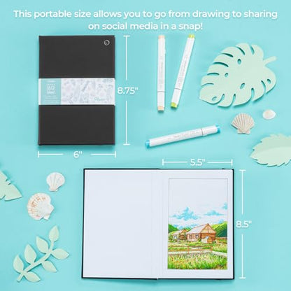 Ohuhu 5.5"x8.5" Double-Sided Bleedproof Marker Pad Art Sketchbook 60 Sheets | Small Sketch Book - 90 LB/150 GSM Smooth Drawing Paper - 60 Sheets/120 Pages -Hardcover Sketch Pad for Alcohol Markers Paints - size: 5.5" x 8.5"