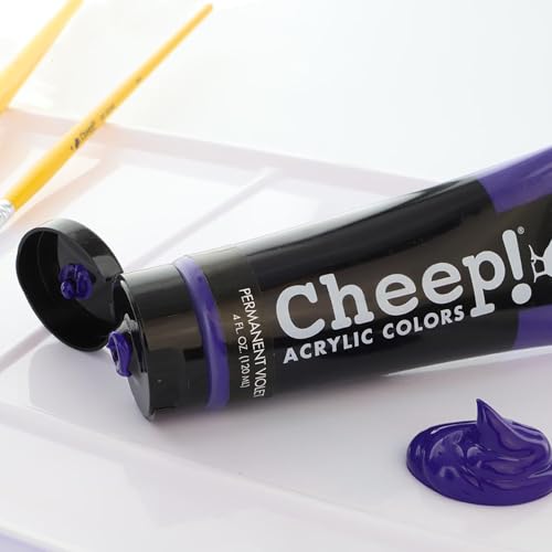 Cheep! Acrylic Paints, 4 oz. Tube - Permanent Violet, Perfect for Artists - Quality Acrylic Paint Heavy Body Paint Artist and Student - color: Permanent Violet