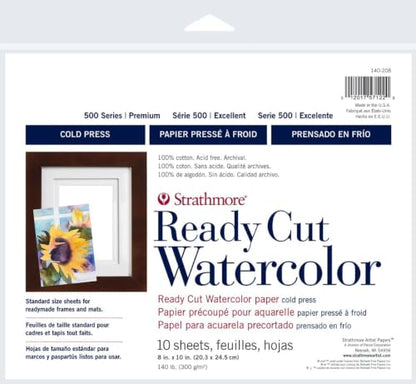 Strathmore Ready Cut W/C Sheets 8X10 140Lb Cp (Pack of 12) - color: Ready Cut, Cold Press, size: 8x10 (Pack of 12)