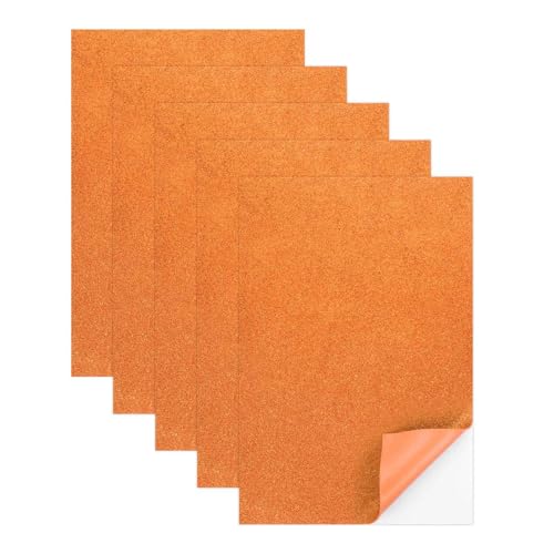 MECCANIXITY 5 Sheets Orange Shiny Foam Sheets with Adhesive Backing, 8x12Inch Self-Adhesive Shiny EVA Foam Sheets Sticky EVA Paper Stickers for Art Crafts Projects, DIY Party Decoration - color: Orange
