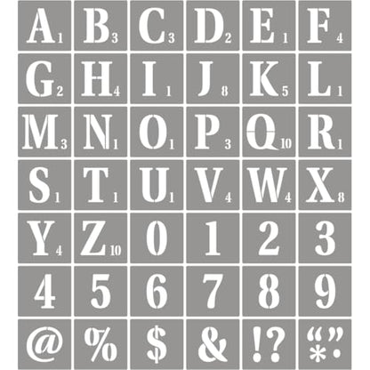 1.25 Inch Letter Stencils for Painting - 42 Pack Scrabble Alphabet Letters Numbers Templates with Signs for Painting, Reusable Scrabble Tiles Stencils for Chalkboard Wood Crafts & Wall Decor - size: 1.25 Inch
