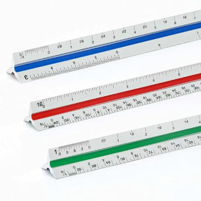 Lakei Architectural Scale Ruler, 12‘’ Aluminum Alloy Drawing Scale,Silvery | Laser-Etched Aluminum Architect Triangular Ruler for Architects, Students, Draftsman, 1Pack - color: Silvery