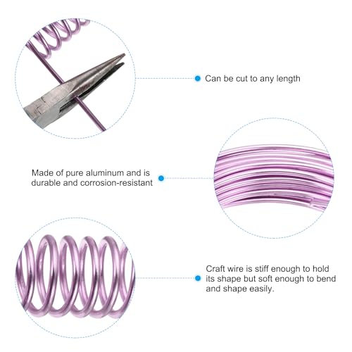 PATIKIL 32.8ft Aluminum Wire, 1pcs Jewelry Wire Aluminum Craft Wire 2mm 12 Gauge Wire Metal for Jewelry Making Beading Crafting Pendants Art, Pink - color: Pink, size: 2mm