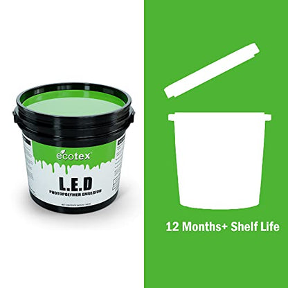 Ecotex® LED Green Pre-Sensitized Photo Emulsion - Silk Screen Emulsion, Gl | Premixed And Pre-Sensitized Photo Emulsion - No Diazo Needed, Ultra Durable, 12 Month Shelf Life, Made In The USA - Gallon - size: Gallon - 128 oz.