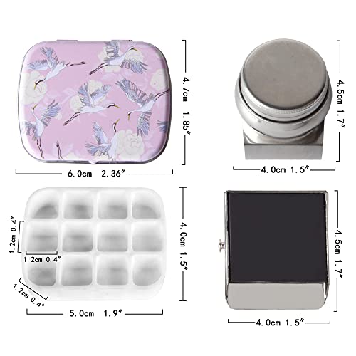 Portable Travel Watercolor Palette, Mini Metal Tin Box,12-Well Empty Tins - color: Outdoor Painting Set-pink Crane