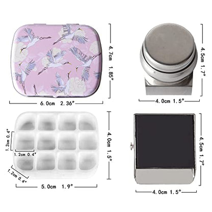 Portable Travel Watercolor Palette, Mini Metal Tin Box,12-Well Empty Tins - color: Outdoor Painting Set-pink Crane
