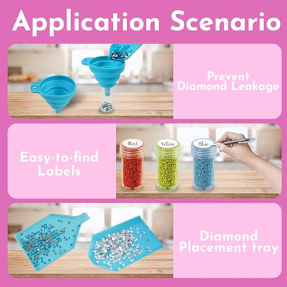 TAVOLOZZA Diamond Painting Storage Containers, 60 Slots Diamond Painting Accessories and Tools with Jars for Beads, Portable Diamond Art Organizer Case, Diamond Art Kit Storage Box, Pink - style: Cat 60