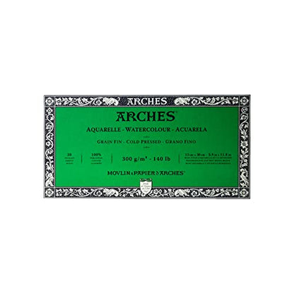 Arches Watercolor Paper Block, Cold Press, 5.9" x 11.8", 140 pound - size: 5.9"x11.8", style: Cold Press