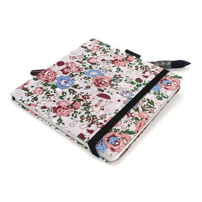 5x5 Watercolor Sketchbook,Mixed Media Pad,Travel Portable Drawing Journal | 140LB/300gsm 20Sheets/40Pages Watercolor Paper,Cold Press,Cloth Fabric Hardcover,Sewing Binding,Lay-Flat..Pink Rose Rabbit - color: 300gsm-Pink Rose Rabbit