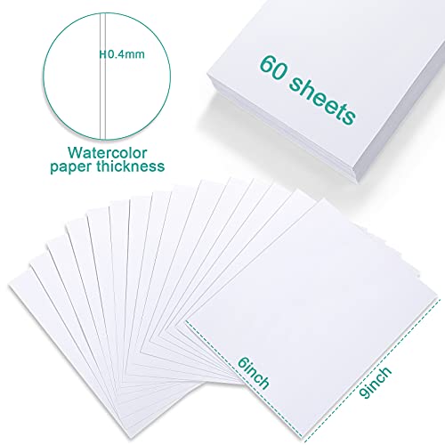 TecUnite 60 Sheets Watercolor Paper Pad Bulk, 9 x 6 Inch, Cold Press - color: Cold Press, size: 9 x 6 inch