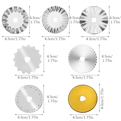 10pack Rotary Cutter Blades for Fabric, 45mm/1.77inch Circle Edge Rotary Replacement Blades with Plastic Box Rotary Knife Quilting Supplies for Arts Crafts Scrapbooking Sewing Cutting Paper - color: round edge - 10pack