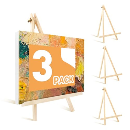 3 Pack 14 Inch Wood Easels, Tabletop Painting Display Easels, Painting Party Easel, Portable Canvas Holders