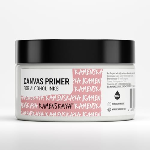 KAMENSKAYA White Acrylic Gesso Primer for Alcohol Ink Painting on Canvases, 8.45 fl oz (250 ml) - color: White, size: 8.45 Fl Oz (Pack of 1)