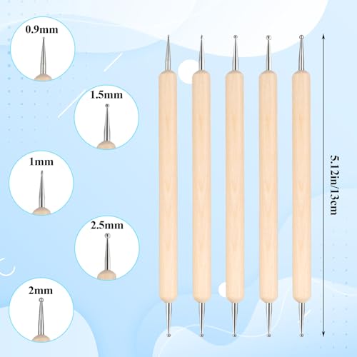 15PCS Silicone Sculpting Tools, Clay Sculpting Tools, Silicone Clay Tool, Modeling Dotting Tool Set with Wooden Handle Ball Stylus for Clays Sculpture, Carving and Shaping