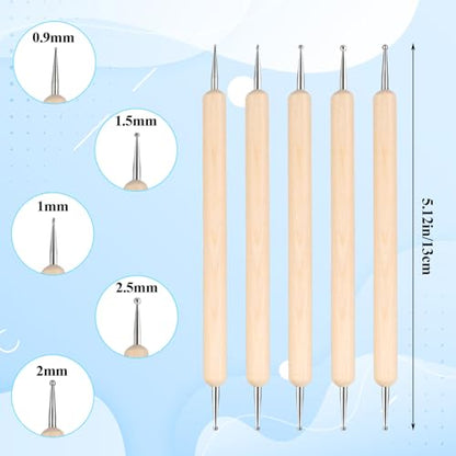 15PCS Silicone Sculpting Tools, Clay Sculpting Tools, Silicone Clay Tool, Modeling Dotting Tool Set with Wooden Handle Ball Stylus for Clays Sculpture, Carving and Shaping