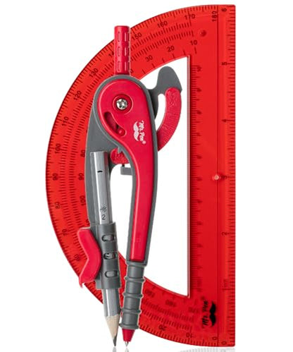 Mr. Pen- Geometry Compass and Protractor Set, 6 Inch Compass - color: Candy Apple Red, size: 1 Set
