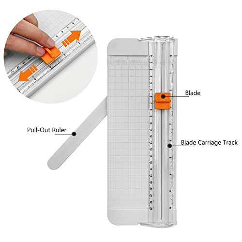 Paper Cutter, A4 Paper Trimmer with Security Safeguard & Side Ruler Portable Straight Edge Cutter for Scrapbooking Craft Paper, Photos, Label, Cardstock (White) - color: White