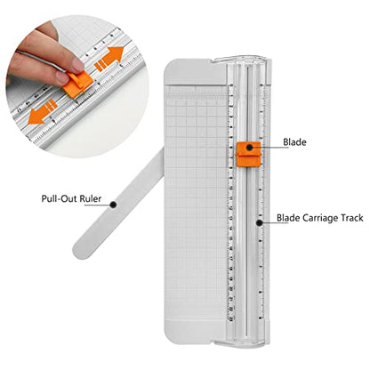 Paper Cutter, A4 Paper Trimmer with Security Safeguard & Side Ruler Portable Straight Edge Cutter for Scrapbooking Craft Paper, Photos, Label, Cardstock (White) - color: White