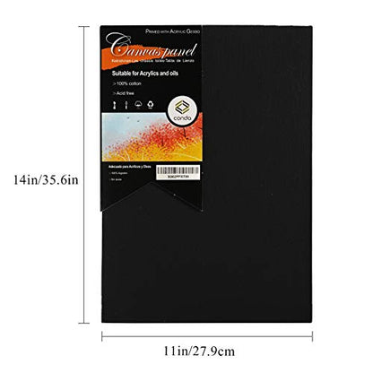 CONDA Black Canvases for Painting 11x14 inch, Pack of 14,100% Cotton Acid-Free, Canvas Panels, 8 oz Gesso-Primed, Art Boards for Oil & Acrylic Painting - size: 11"x14"