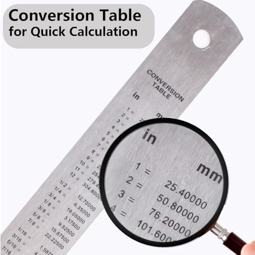 Stainless Steel Metal Ruler,6, 8, 12, 14 Machinist Ruler, with Inch and Metric Graduations,Pack of 4 (6, 8, 12, 14 inch)