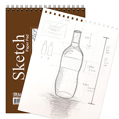 BAZIC Products Spiral Sketch Pad, Top Bound, 6 x 8 in, 50 Sheets, 2-Pack - color: 50 Sheets - 6"x8", size: 2-Pack