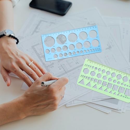 Circle Template Circle Stencil Circle Template for Drawing Circle Stencils Geometric Stencils Round Drawing Templates Plastic Transparent Ruler for School Office Supplies 2pcs