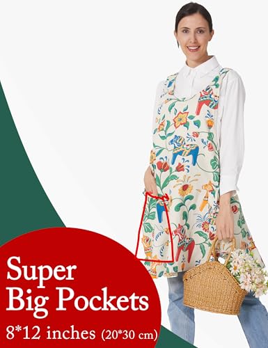 Cozy Adjustable Cross Back Aprons for Women with Pockets Cotton Linen Cooking Kitchen Baking - color: Trojan Horse