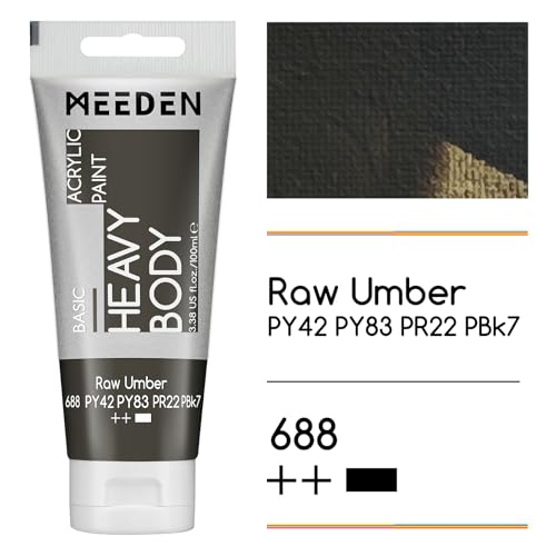 MEEDEN Acrylic Paint Raw Umber: 100ml/3.38oz x 2 with Titanium White - color: Raw Umber, size: 2 Tubes