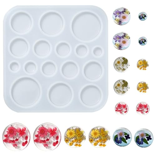 1 Pcs Flat Round Cabochon Resin Silicone Molds Keychain Epoxy Resin Molds for Jewelry Pendant Keychain DIY Making Crafts - color: 1pcs-91x91x5mm-flat round cabochon molds